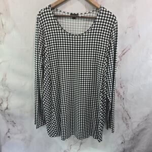 J Jill Shirt Womens XL Black White Gingham Check Picnic Long Sleeve Wearever